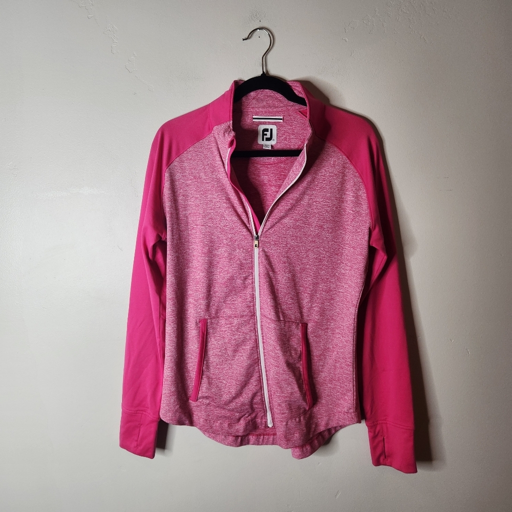 Footjoy Women Golf Berry Pink Full-Zip Brushed Space Dye Mid Layer Jacket Size M